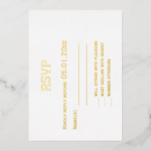 Echte Goldfolie Elegante Schwule Hochzeit RSVP-Kar Folieneinladung