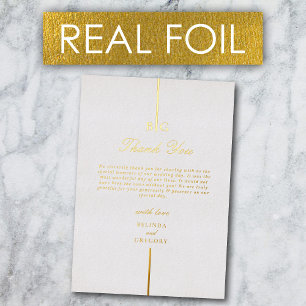 Echte Goldfolie-Monogramm-Hochzeit Danke Folieneinladung