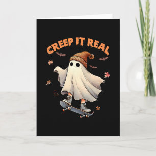 Echte Grusel-Skateboarding-Geist Retro-Halloween Karte