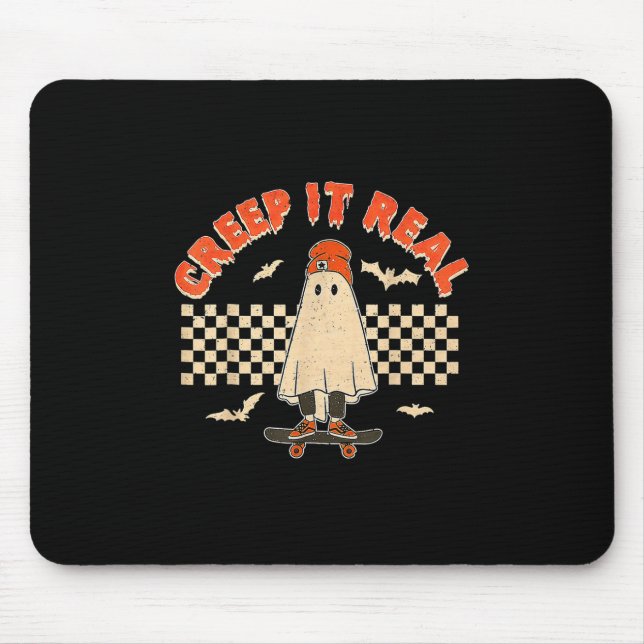 Echte Grusel-Skateboarding-Geist Retro-Halloween Mousepad (Vorne)