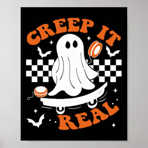 Echte Grusel-Skateboarding-Retro-Halloween-Geist Poster