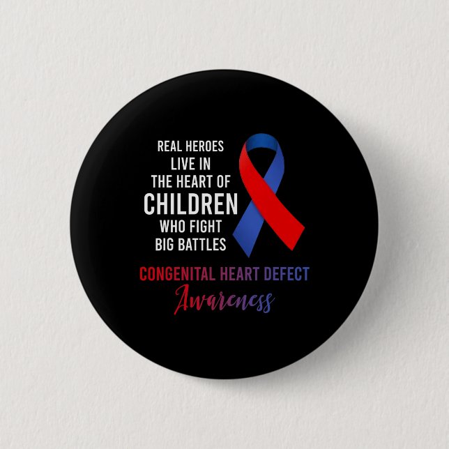 Echte Helden leben im Herzen angeborener Herzfehle Button (Vorderseite)