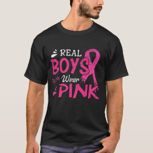 Echte Jungen tragen rosa Brustkrebs-Bewusstsein T-Shirt