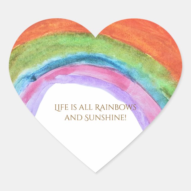 Echte Kinderechte Regenbogen-Wasserfarben-Geburtst Herz-Aufkleber (Vorderseite)