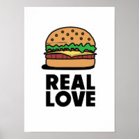"Echte LIEBE" Funny Burger Fast Food Lovers Poster