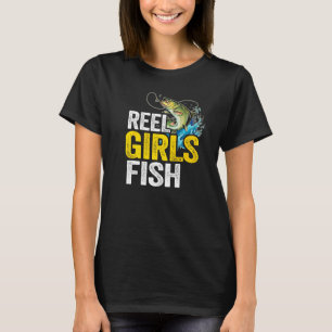 Echte Mädchen fischen Bass-Angeln  Fischerin Mutte T-Shirt