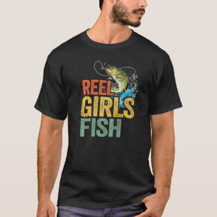 Echte Mädchen fischen Bassangeln  Fischerin Mutter T-Shirt