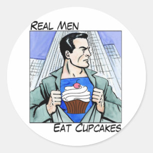 Echte Männer essen Cupcakes-Aufkleber Runder Aufkleber