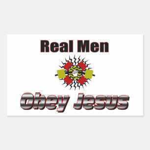 Echte Männer gehorchen Jesus Christliches Sprichwo Rechteckiger Aufkleber