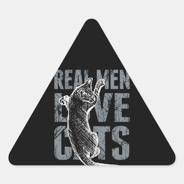 Echte Männer Liebe Katzen in Not Dreieckiger Aufkleber (Vorderseite)