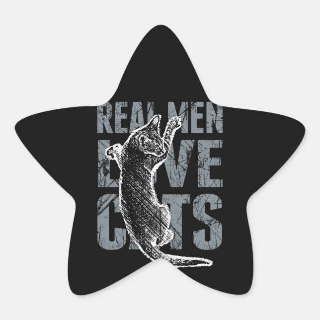 Echte Männer Liebe Katzen in Not Stern-Aufkleber (Vorderseite)