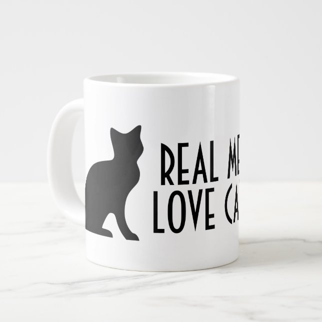 Echte Männer Liebe Katzen lustige große Jumbo-Größ Jumbo-Tasse (Vorderseite Links)