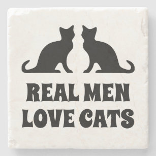 Echte Männer Liebe Katzen lustiges Marmor Steinuntersetzer
