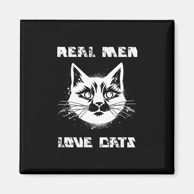 Echte Männer Liebe Katzen Magnet (Vorne)