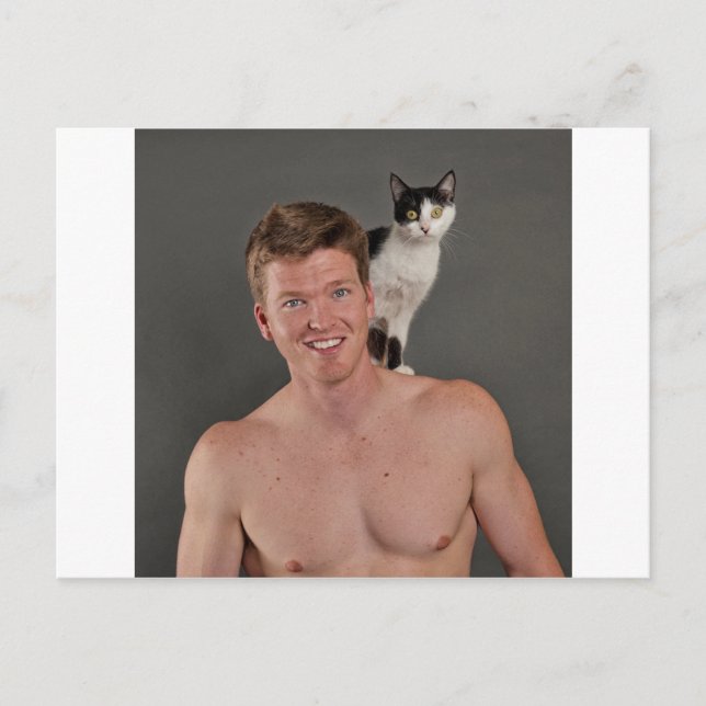 Echte Männer Liebe Katzen Postkarte (Vorderseite)