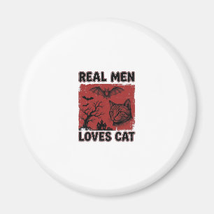 Echte Männer lieben Halloween-Katzen Vintage-Katze Magnet