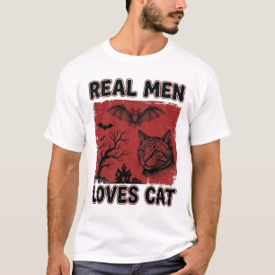 Echte Männer lieben Halloween-Katzenshirt mit Vint T-Shirt