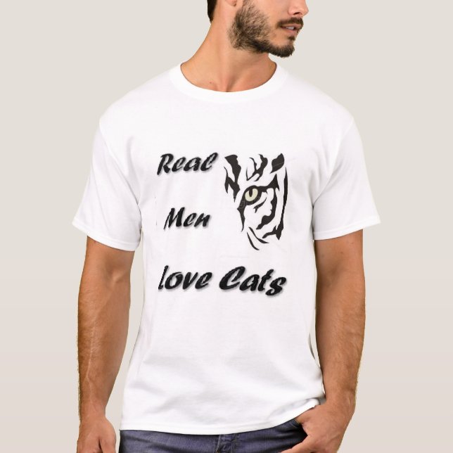 Echte Männer lieben Katzen T-Shirt (Vorderseite)