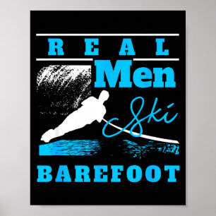 Echte Männer skifahren barfuß Extremsport Ski-Seil Poster