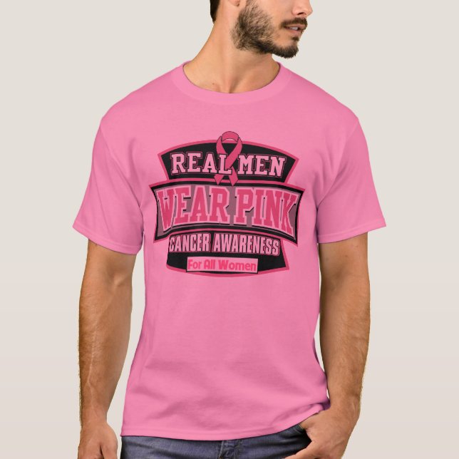 Echte Männer tragen Pink für alle Frauen - Brustkr T-Shirt (Vorderseite)