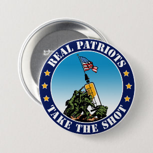 Echte Patrioten lassen sich impfen - Iwo Jima Pro  Button