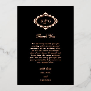 Echte Rose Gold Foil Black Wedding Danke Karte