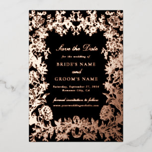 Echte Rose Gold Folie Hochzeit Save the Date Karte