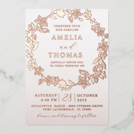 Echte Rose Goldblumenzeremonie Folieneinladung
