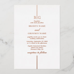 Echte Roségoldfolie Minimal Monogramm Hochzeit Folieneinladung