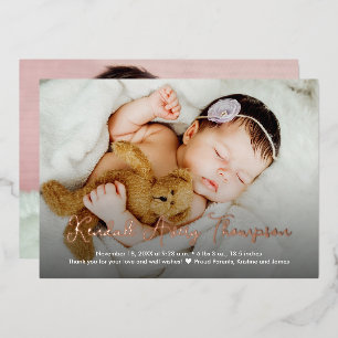 Echte Rosen-Goldfolie Baby-Foto-Geburtsanzeige Folien Feiertagskarte