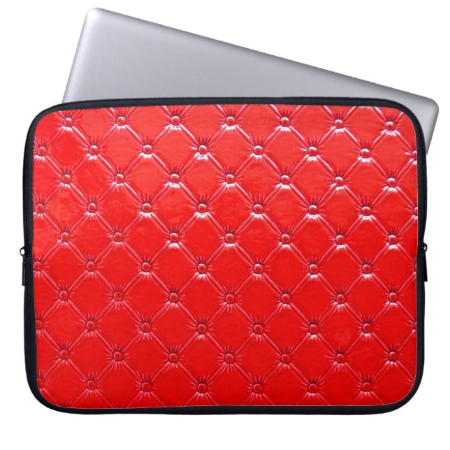 Echte rote Lederpolsterung. Laptopschutzhülle (Vorderseite)