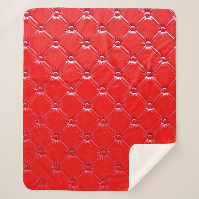 Echte rote Lederpolsterung. Sherpadecke (Vorderseite)
