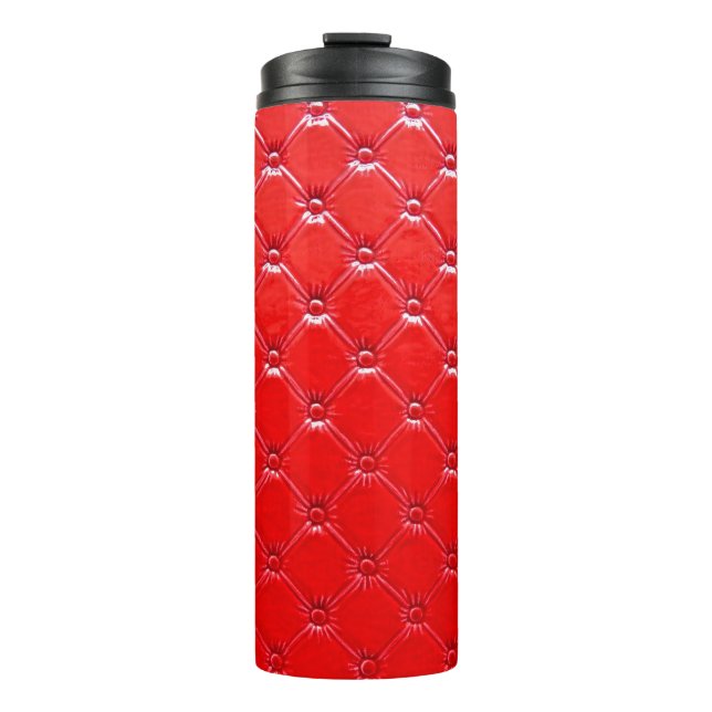 Echte rote Lederpolsterung. Thermosbecher (Vorderseite)