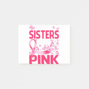 Echte Schwestern tragen Pink Brustkrebsbewusstsein Post-it Klebezettel
