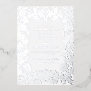Echte Silberfolie Florale Hochzeit-Sparen Sie das Folieneinladung