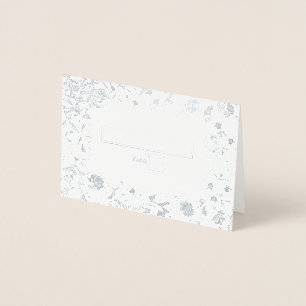 Echte Silver Foil Floral Wedding Platzkarte Folienkarte