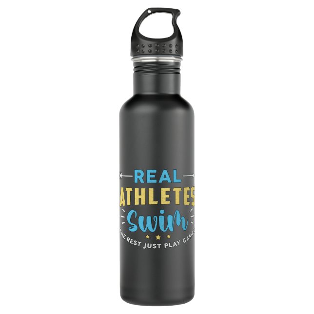 Echte Sportler schwimmen Schwimmer Schwimmen Funny Edelstahlflasche (Vorderseite)