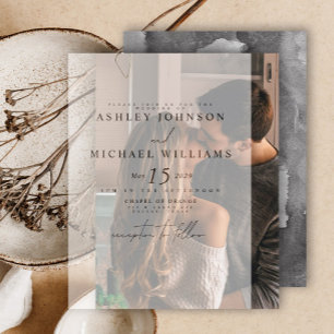 Echte Vellum Overlay Wasserfarbe Foto Hochzeit Einladung