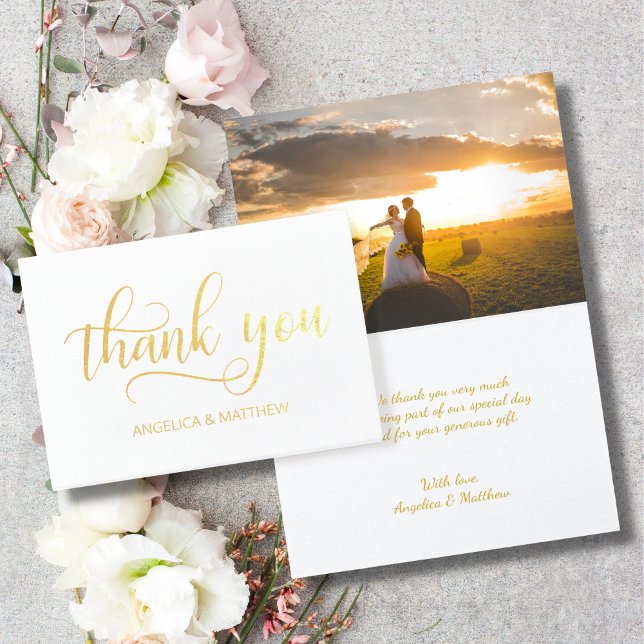 ECHTEN Goldschmied DANK IHNEN | mit Foto Folienkarte (REAL Gold Foil THANK YOU Wedding | with Photo Foil Card)