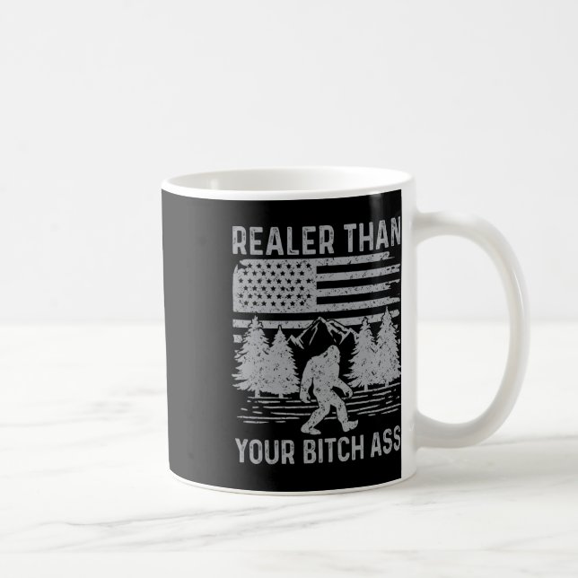 Echter als dein Hemd Lustiger Bigfoot-Wander-Camp  Kaffeetasse (Rechts)