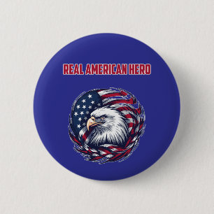 Echter Amerikanischer Held Patriot Mut Design Button