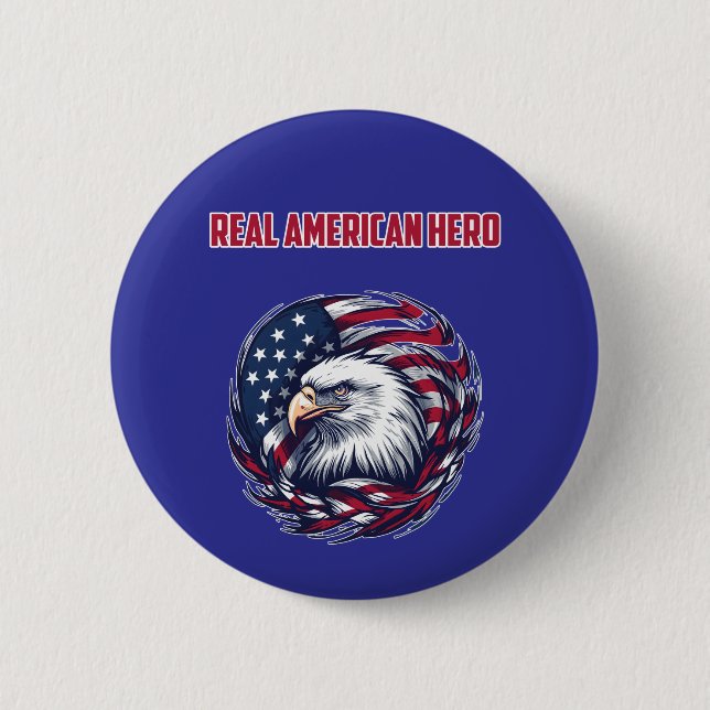 Echter Amerikanischer Held Patriot Mut Design Button (Vorderseite)