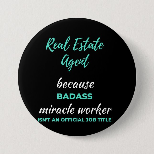Echter Anwesen Agent wegen Badass Miracle Worker Button (Vorderseite)