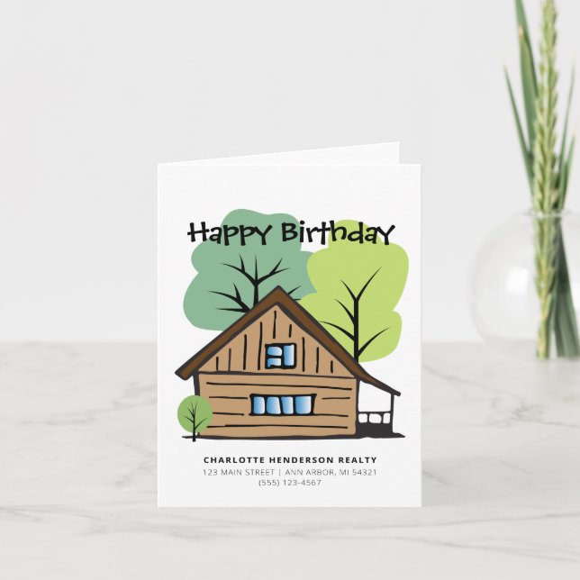 Echter Anwesen Client handGezeichnet Happy Birthda Karte (Vorderseite)