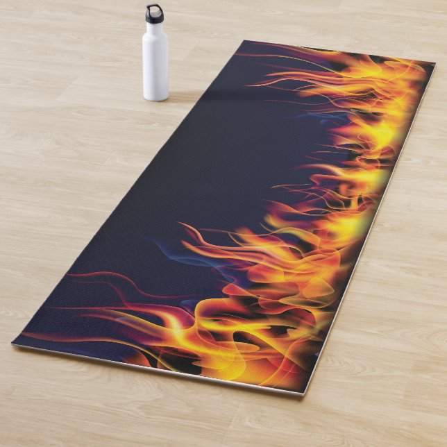 Echter Brand im Schwarzen Hintergrund Yogamatte (Beispiel)