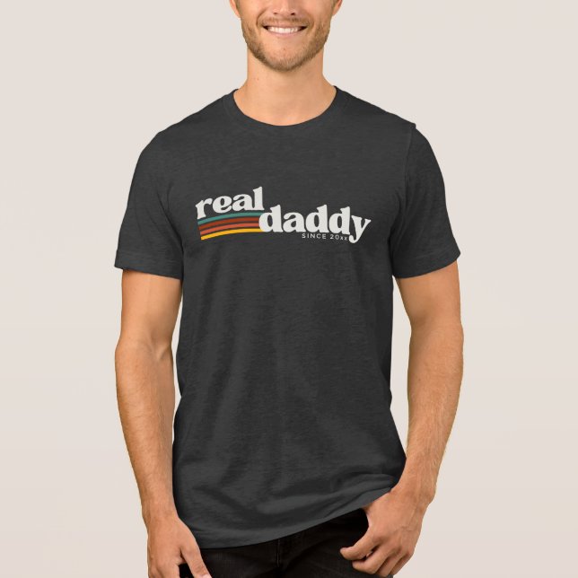 Echter Daddy, Retro-Vater-Stil Tri-Blend Shirt (Vorderseite)