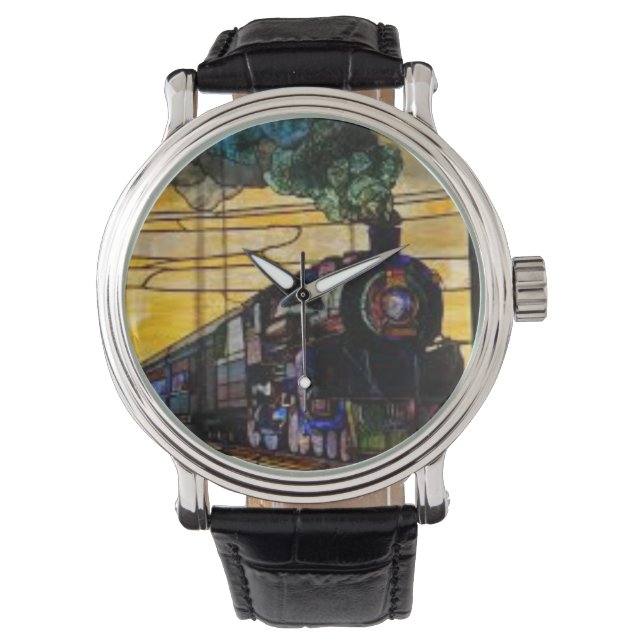 Echter Dampfzug Motor auf Vitaluhr Armbanduhr (Vorderseite)