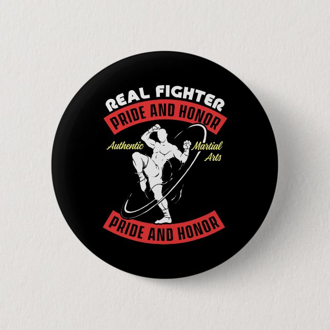 Echter Kämpfer Muay Thai Mixed Martial Arts kämpfe Button (Vorderseite)