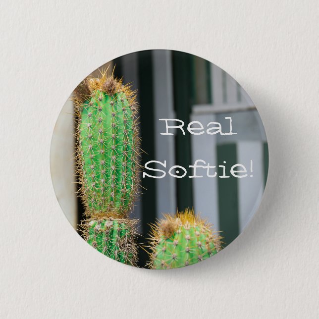 Echter Softie Grüner Kaktus Funny Button Pin (Vorderseite)
