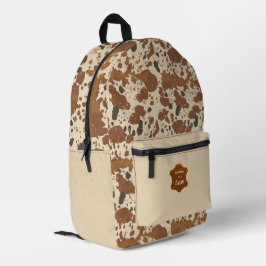 Echtes 100% Latte | Cowhide-Kaffee-Ästhetik Bedruckter Rucksack